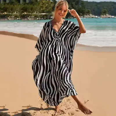BEACH LONG SLEEVE LOOSE ROBE DRESS 